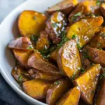 Roasted White Sweet Potatoes with Honey Cinnamon Glaze