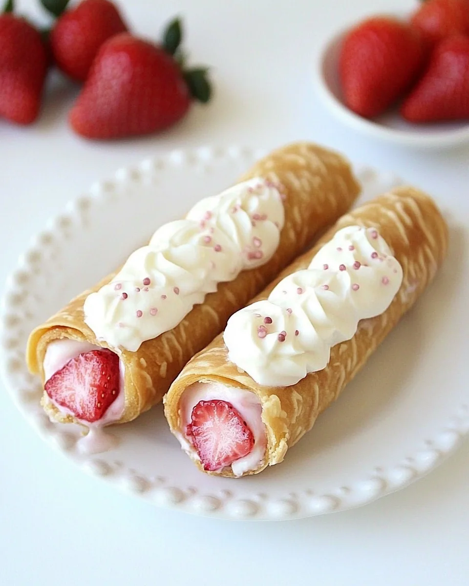 Skinny Strawberry Jello Cream Pie Cannolis