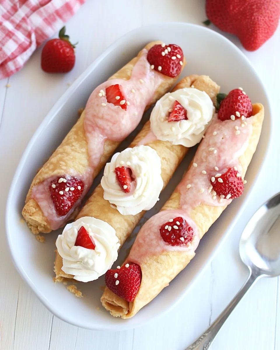 Skinny Strawberry Jello Cream Pie Cannolis