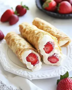 Skinny Strawberry Jello Cream Pie Cannolis