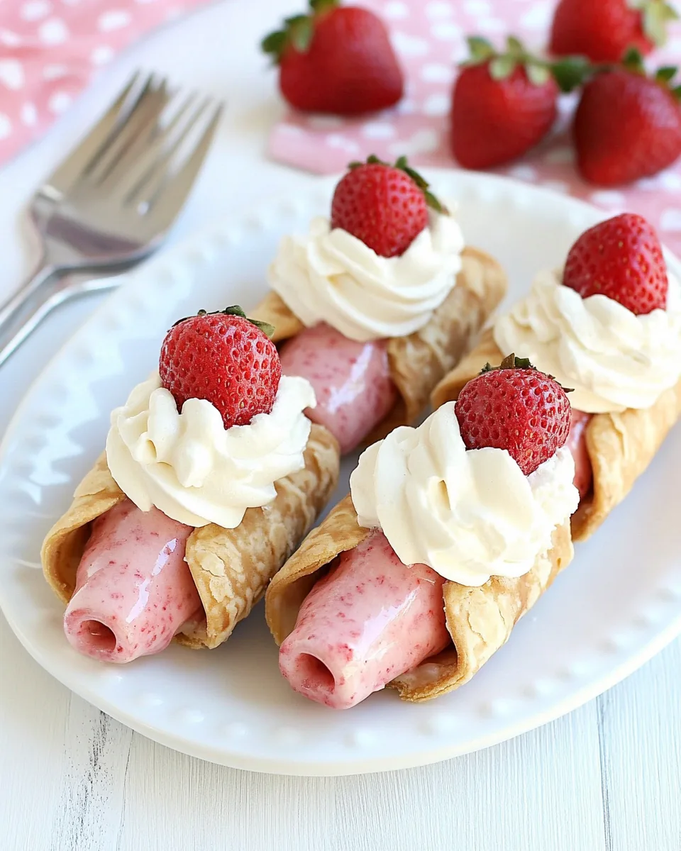 Skinny Strawberry Jello Cream Pie Cannolis