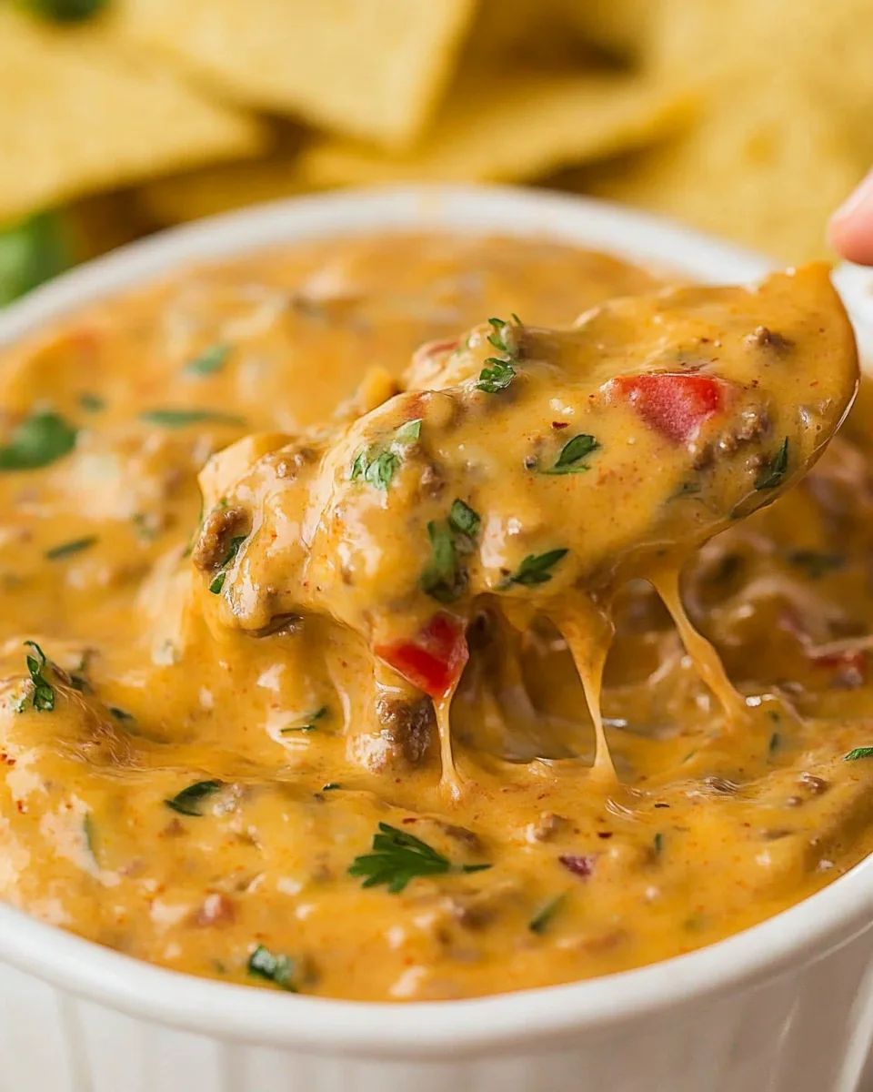 Slow Cooker Spicy Beef Queso Dip