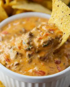Slow Cooker Spicy Beef Queso Dip