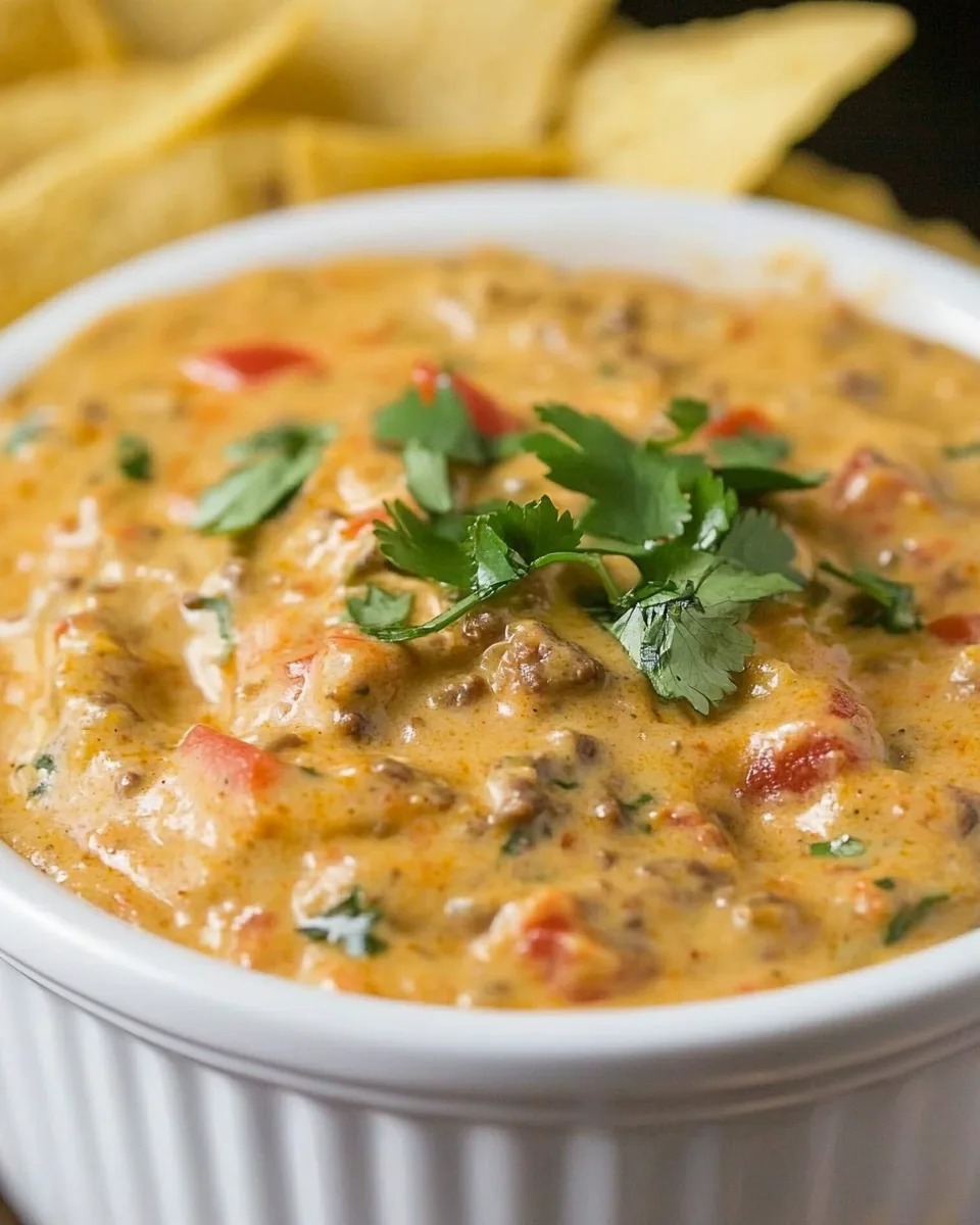 Slow Cooker Spicy Beef Queso Dip
