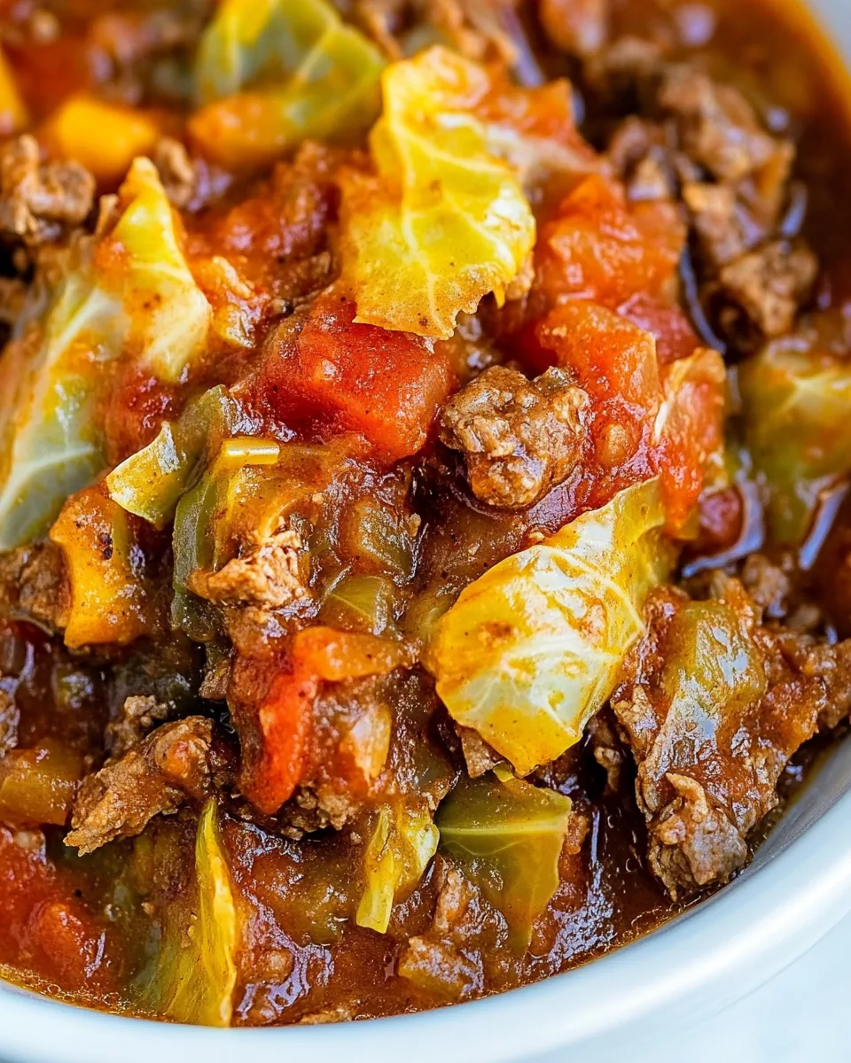 Slow Cooker Spicy Cabbage Beef Soup