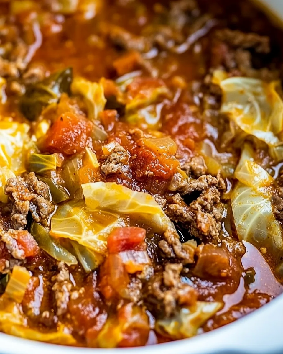 Slow Cooker Spicy Cabbage Beef Soup