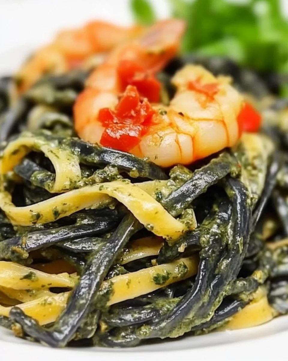Squid Ink Pasta with Shrimp