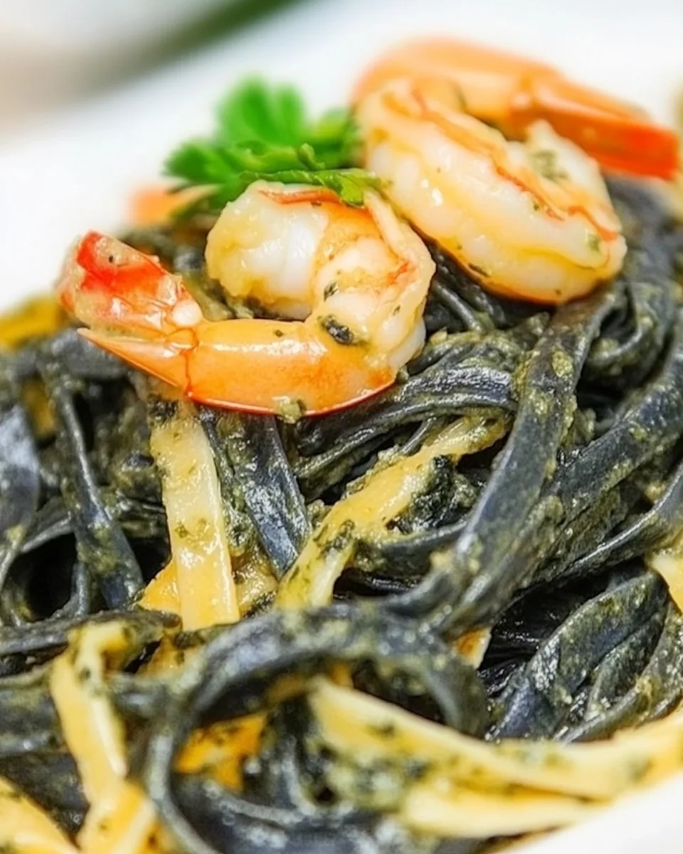 Squid Ink Pasta with Shrimp