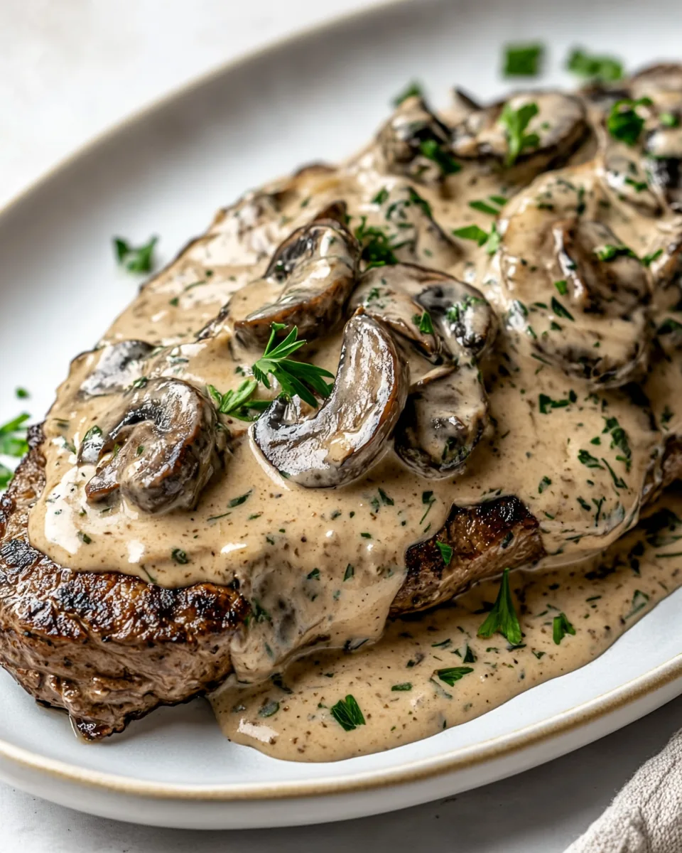 Steak with Mushroom Cream Sauce