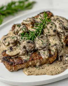 Steak with Mushroom Cream Sauce