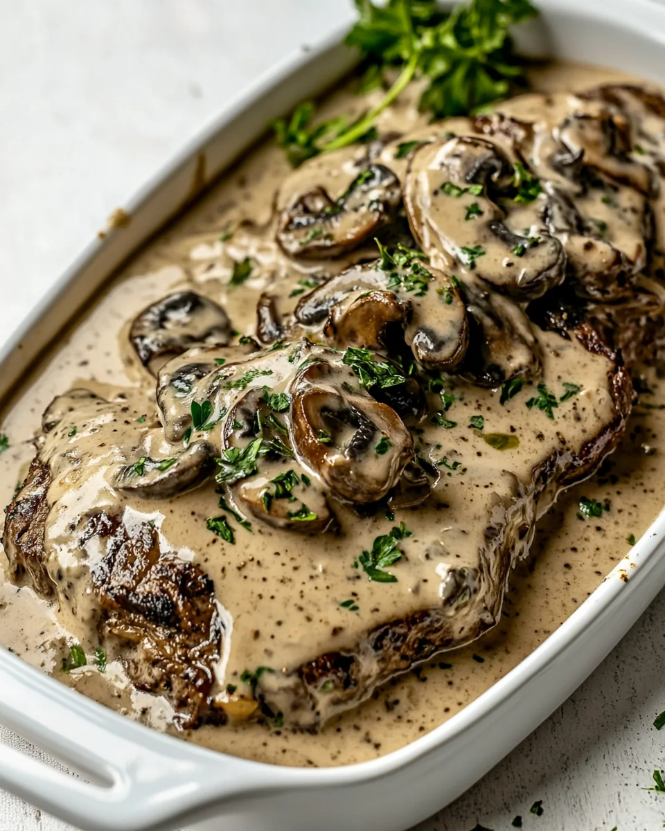 Steak with Mushroom Cream Sauce