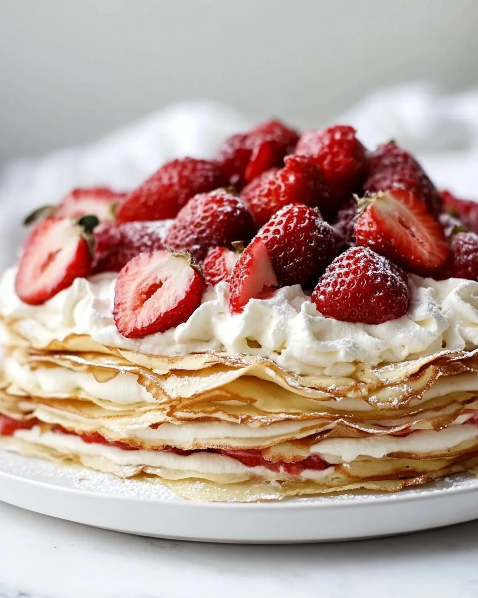 Strawberries and Cream Crepe Cake