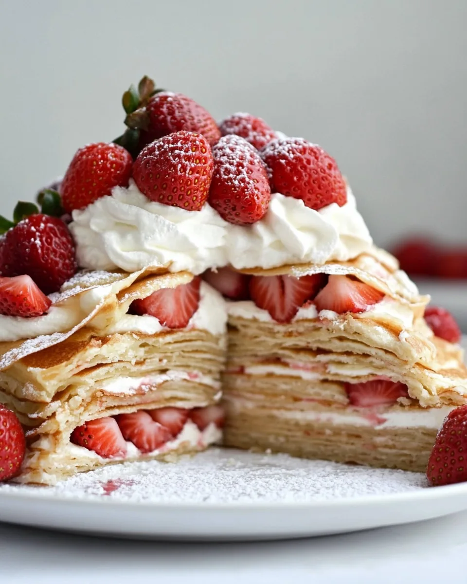 Strawberries and Cream Crepe Cake