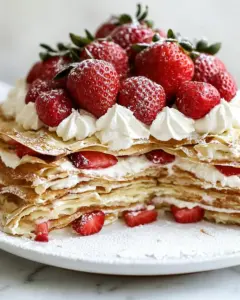 Strawberries and Cream Crepe Cake