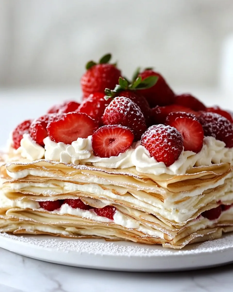 Strawberries and Cream Crepe Cake