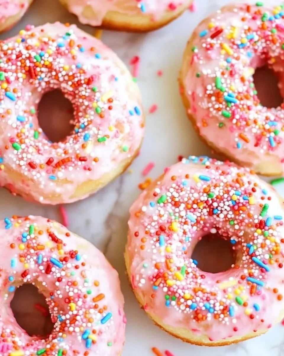 Strawberry Buttermilk Sprinkle Donuts