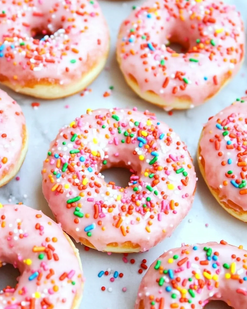 Strawberry Buttermilk Sprinkle Donuts