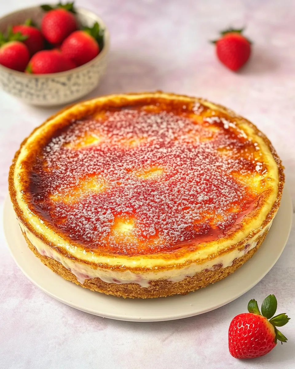 Strawberry Crème Brûlée Cake