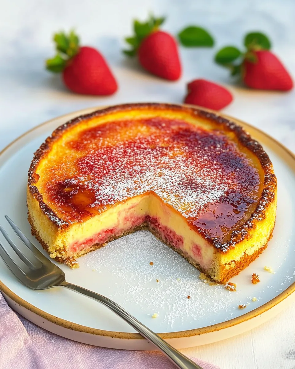 Strawberry Crème Brûlée Cake