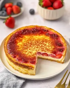 Strawberry Crème Brûlée Cake