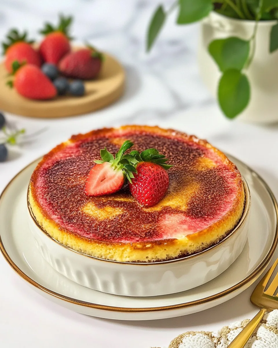 Strawberry Crème Brûlée Cake