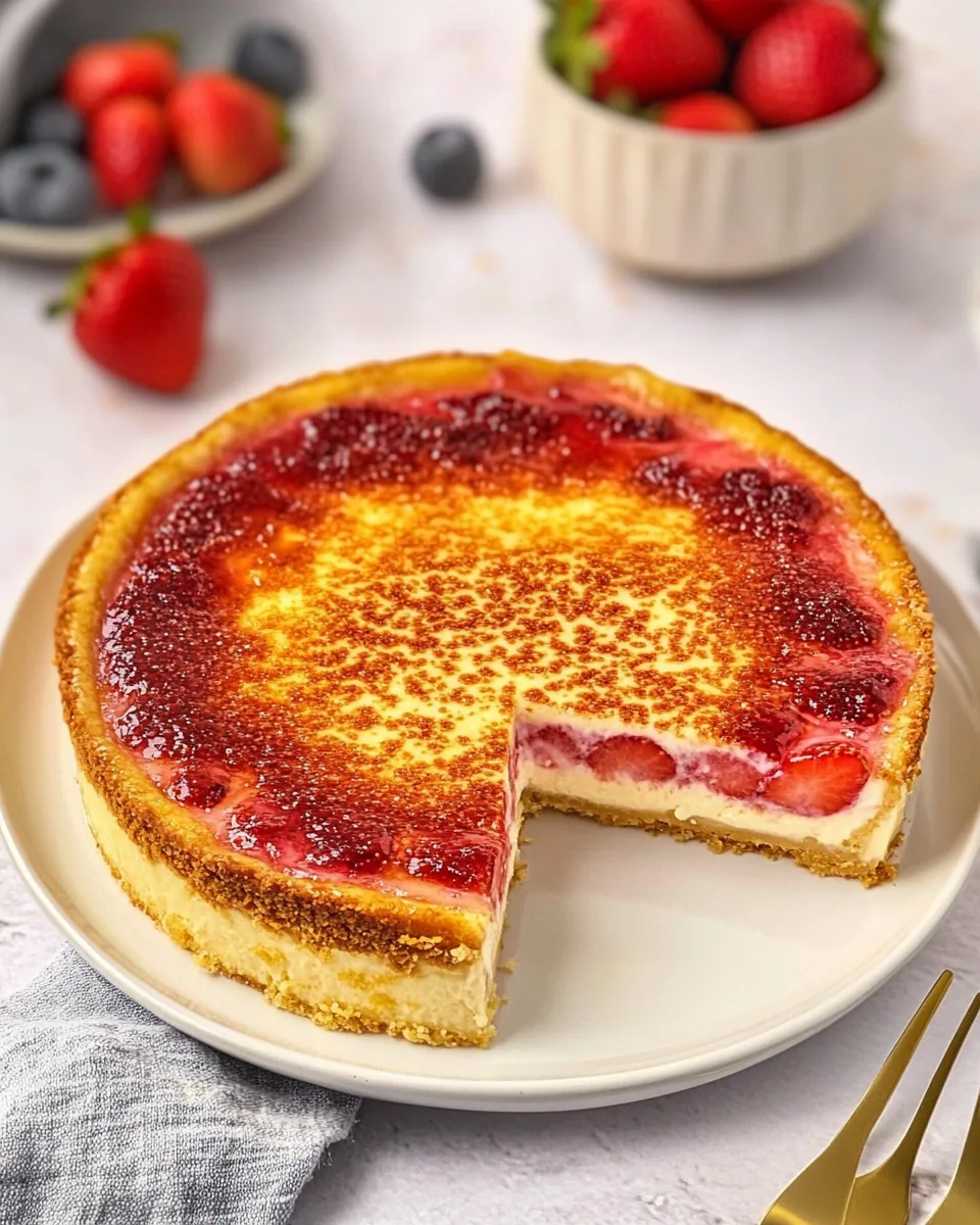 Strawberry Crème Brûlée Cake