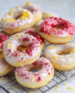 Strawberry Lemon Gluten Free Baked Doughnuts