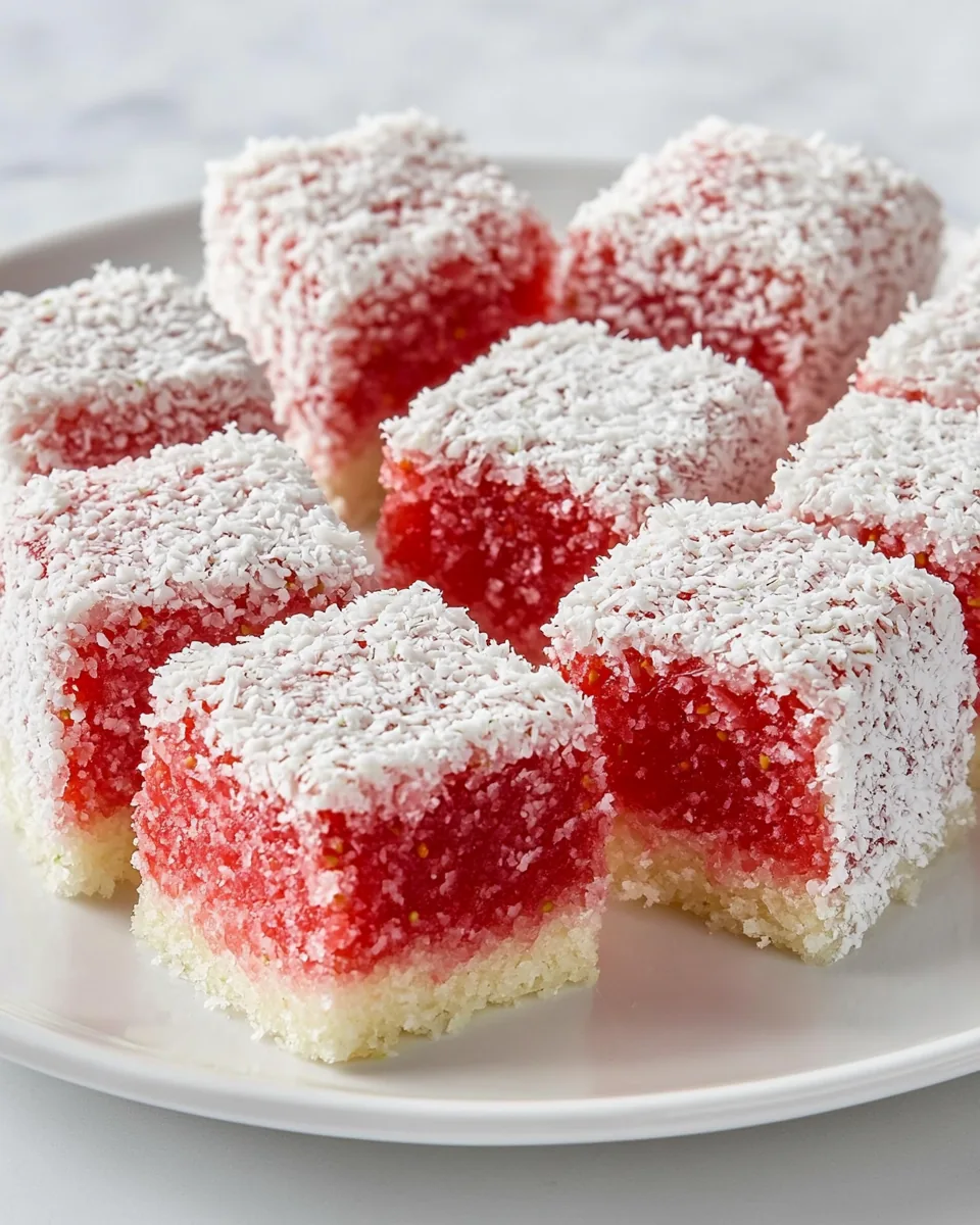 Strawberry Lime Coconut Lamingtons