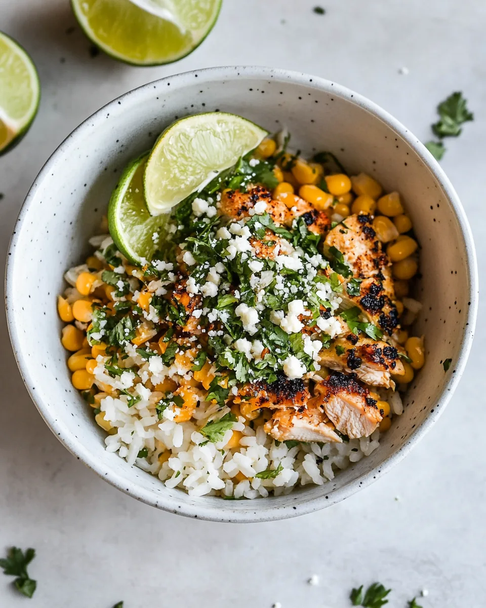 Street Corn Chicken Rice Bowls