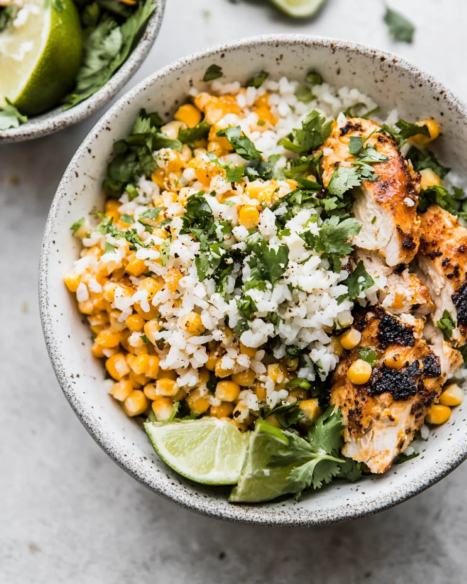 Street Corn Chicken Rice Bowls