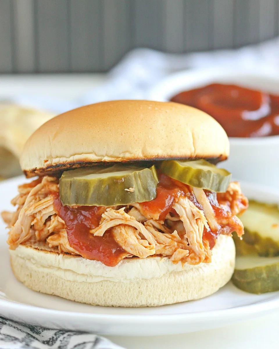 Sweet BBQ Shredded Chicken Sandwiches