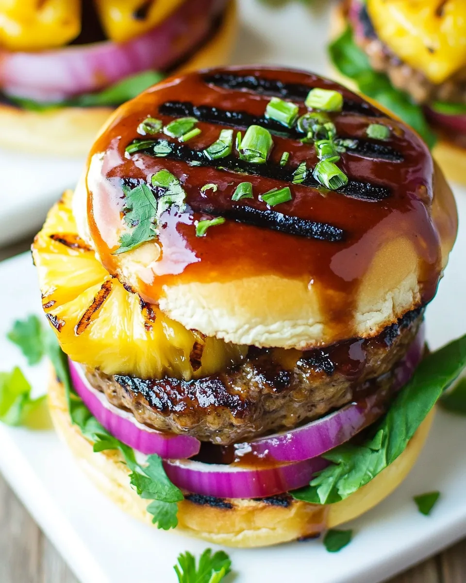 Teriyaki Burgers with Grilled Pineapple