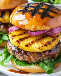 Teriyaki Burgers with Grilled Pineapple