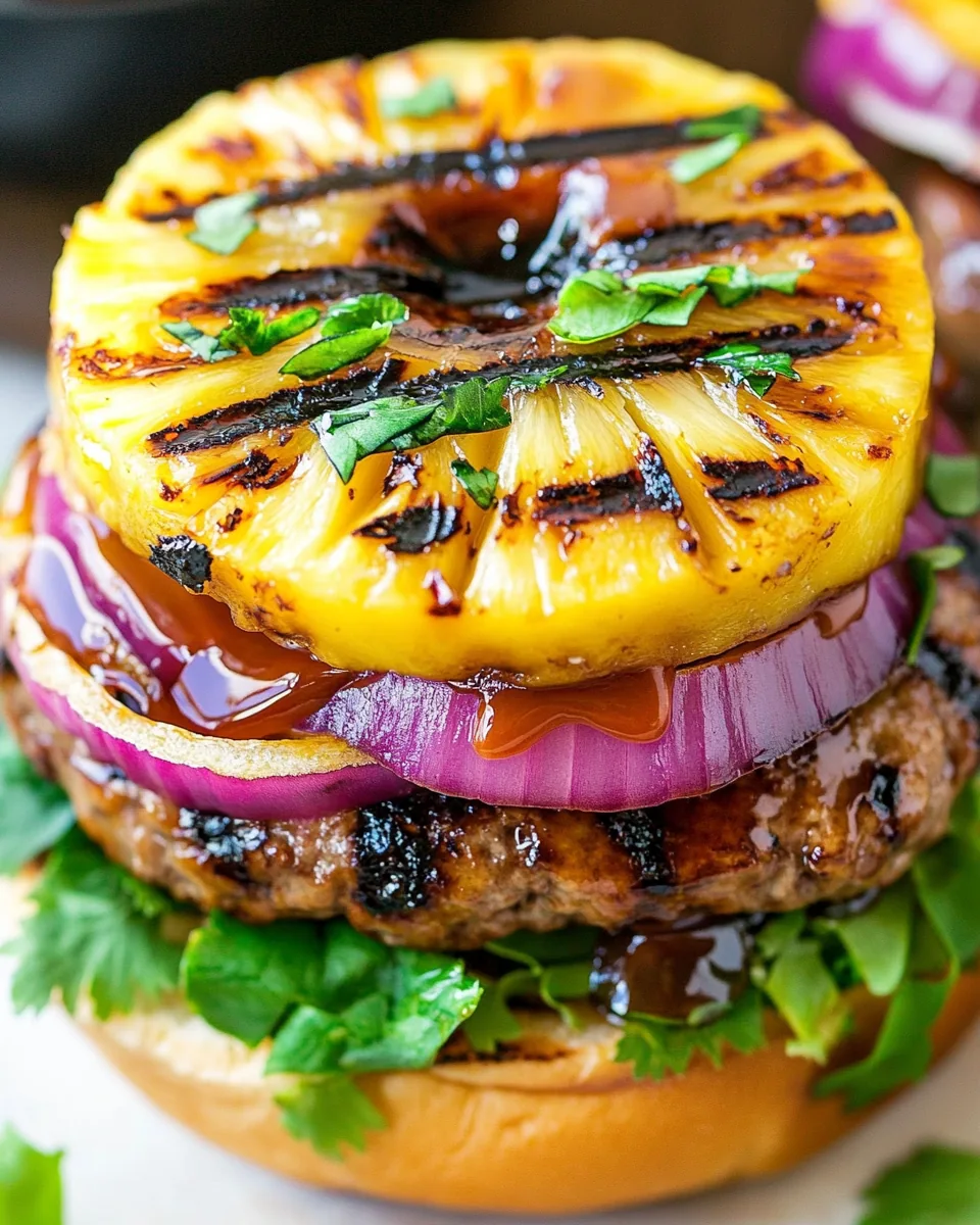 Teriyaki Burgers with Grilled Pineapple