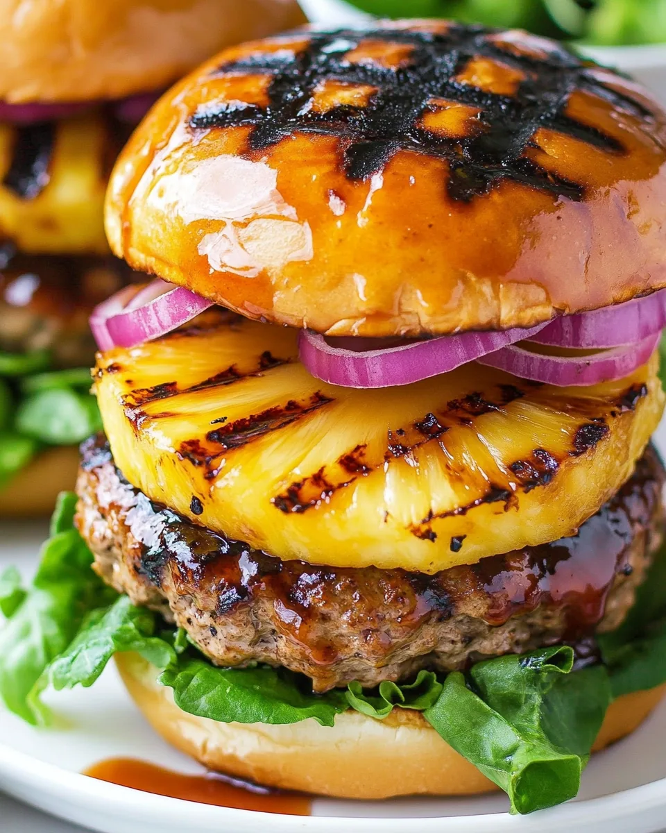 Teriyaki Burgers with Grilled Pineapple