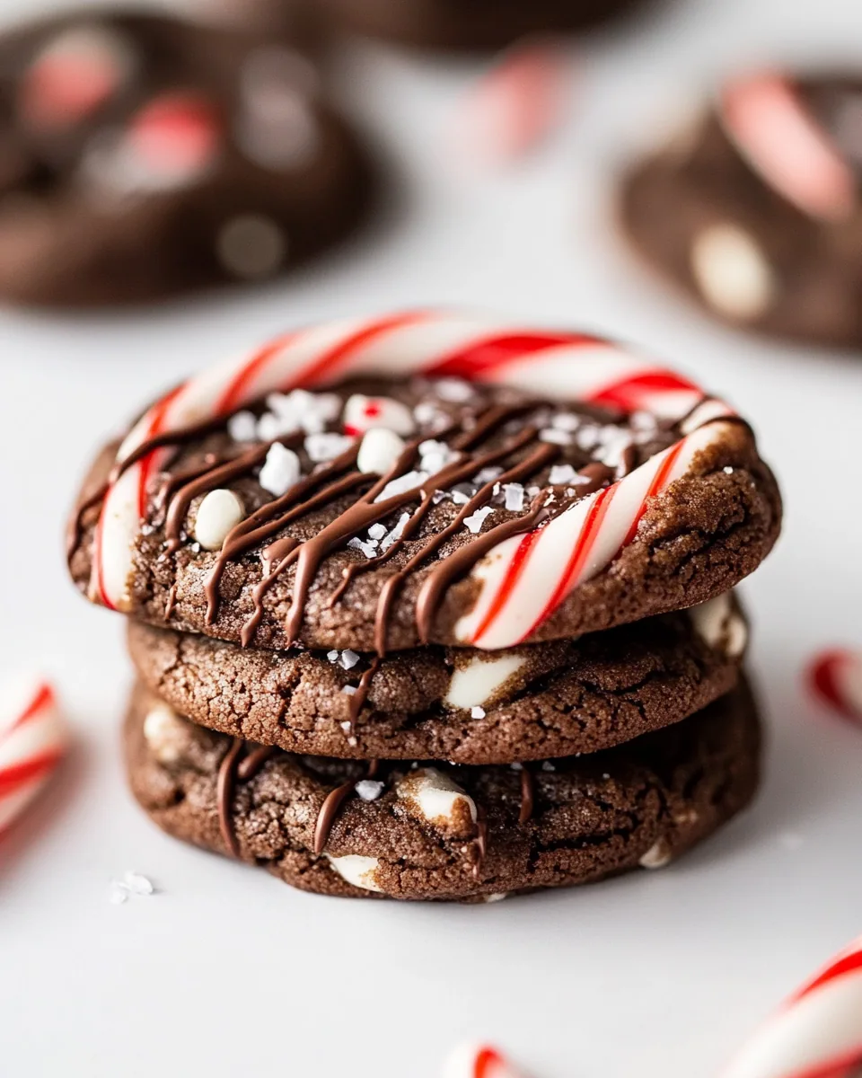 Triple Chocolate Candy Cane Cookies