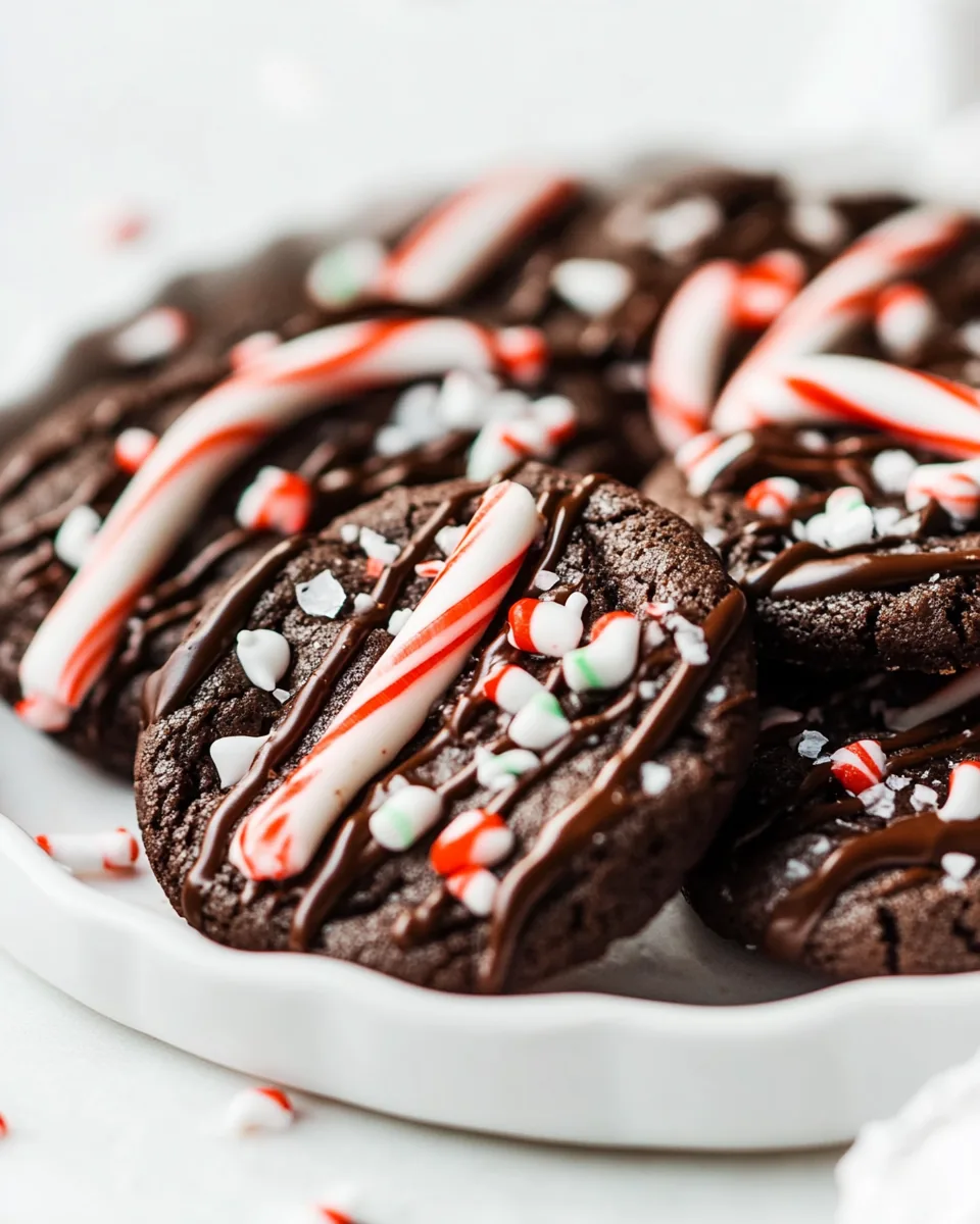 Triple Chocolate Candy Cane Cookies
