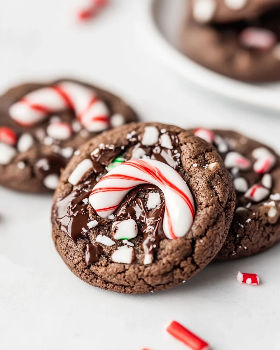 Triple Chocolate Candy Cane Cookies