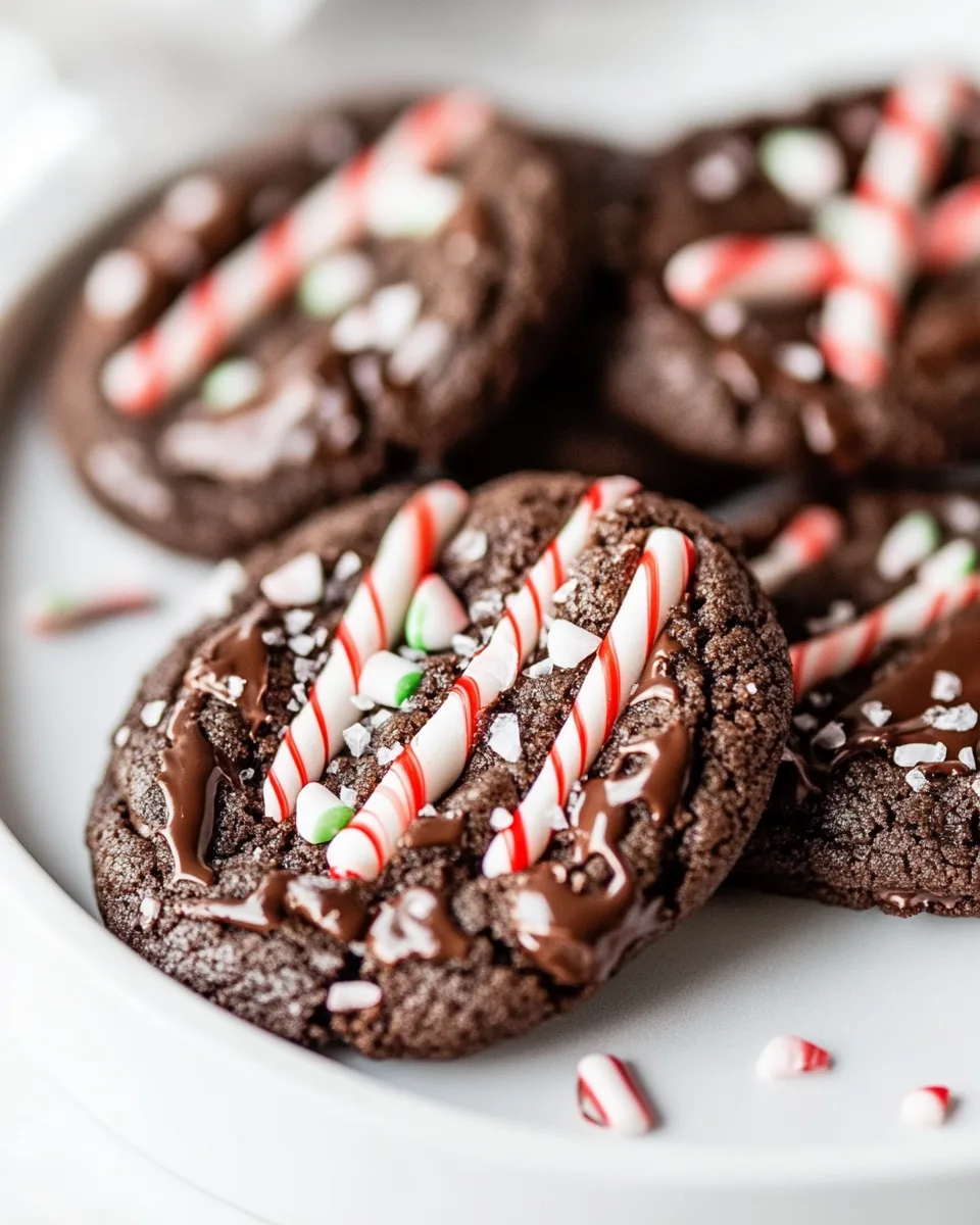 Triple Chocolate Candy Cane Cookies