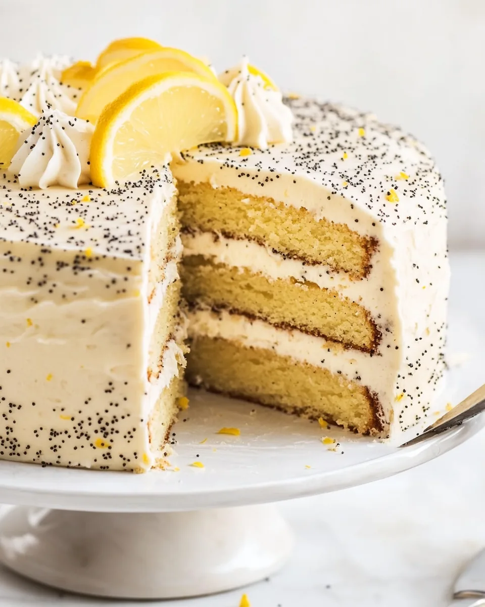 Vanilla Lemon Poppy Seed Layer Cake