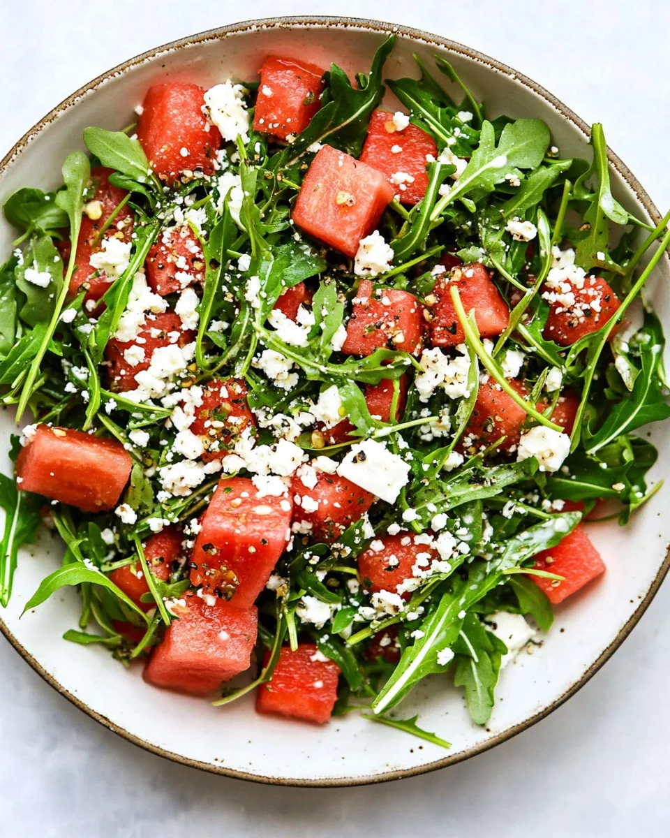 Watermelon Arugula Feta Salad