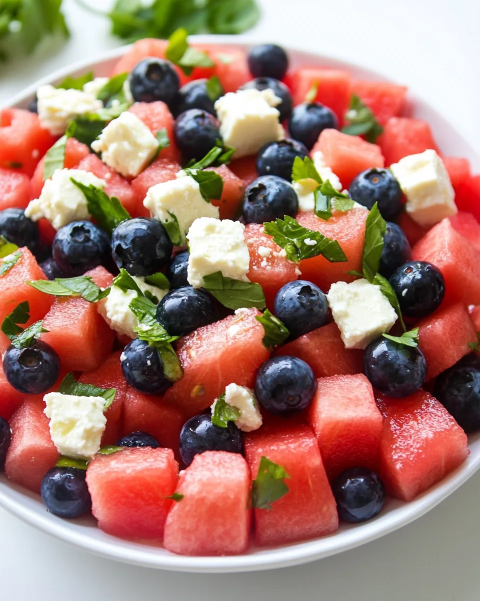 Watermelon Blueberry Feta Salad