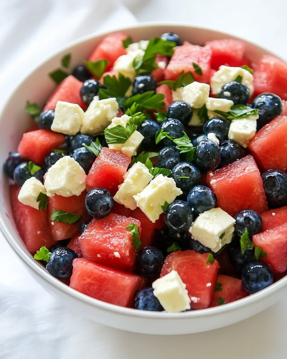 Watermelon Blueberry Feta Salad